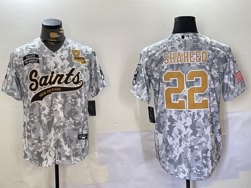 Men New Orleans Saints #22 Shaheed Nike Arctic Camo 2024 Salute to Service Limited NFL Jersey style 4